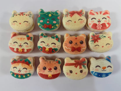 Meowgical Christmas Macarons | Cute Festive Cat-Shaped French Macaron Gift Box