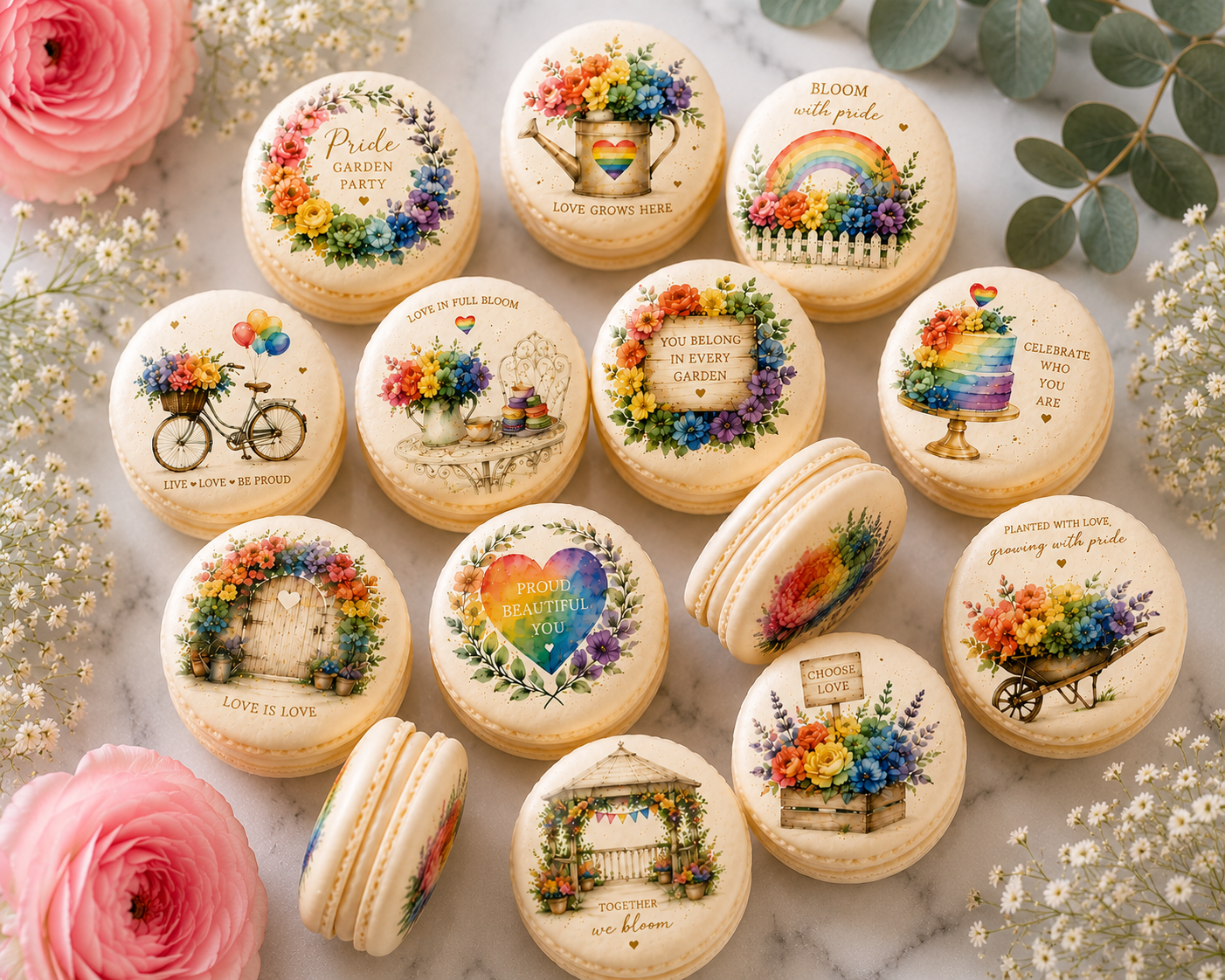 Pride Garden Party French Macarons