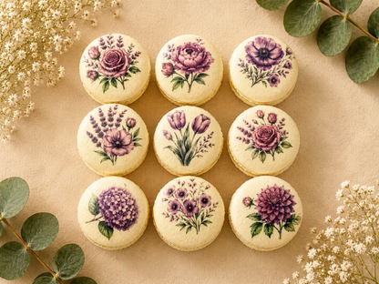 Purple Flower French Macaron Set