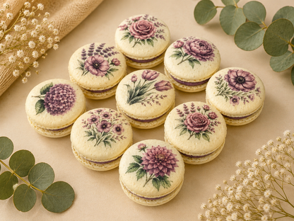 Purple Flower French Macaron Set