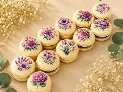 Purple Flower French Macaron Set