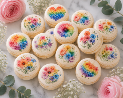 Rainbow Floral French Macaron Set