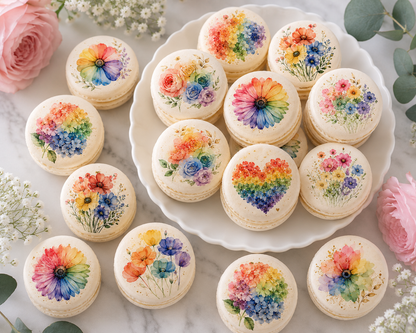 Rainbow Floral French Macaron Set