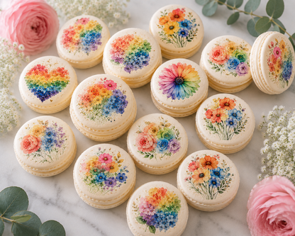 Rainbow Floral French Macaron Set