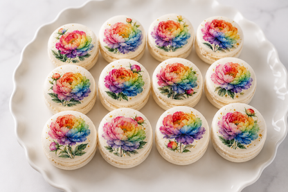 Rainbow Peonies French Macarons