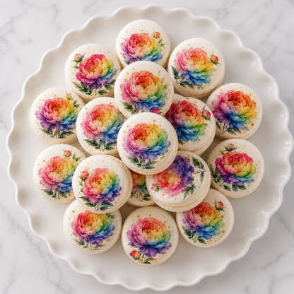 Rainbow Peonies French Macarons