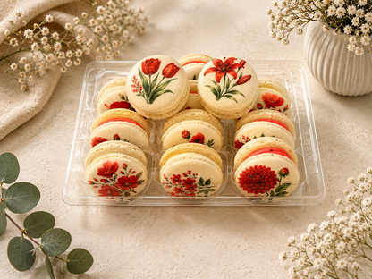 Red Flower French Macaron Set