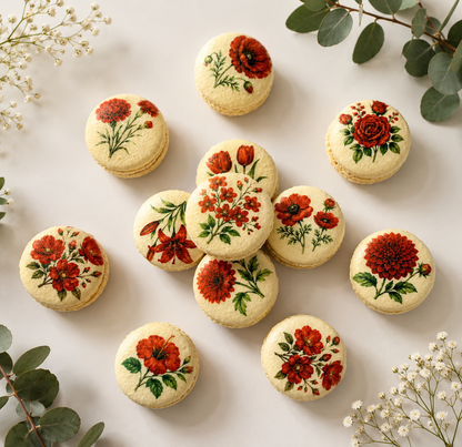 Red Flower French Macaron Set