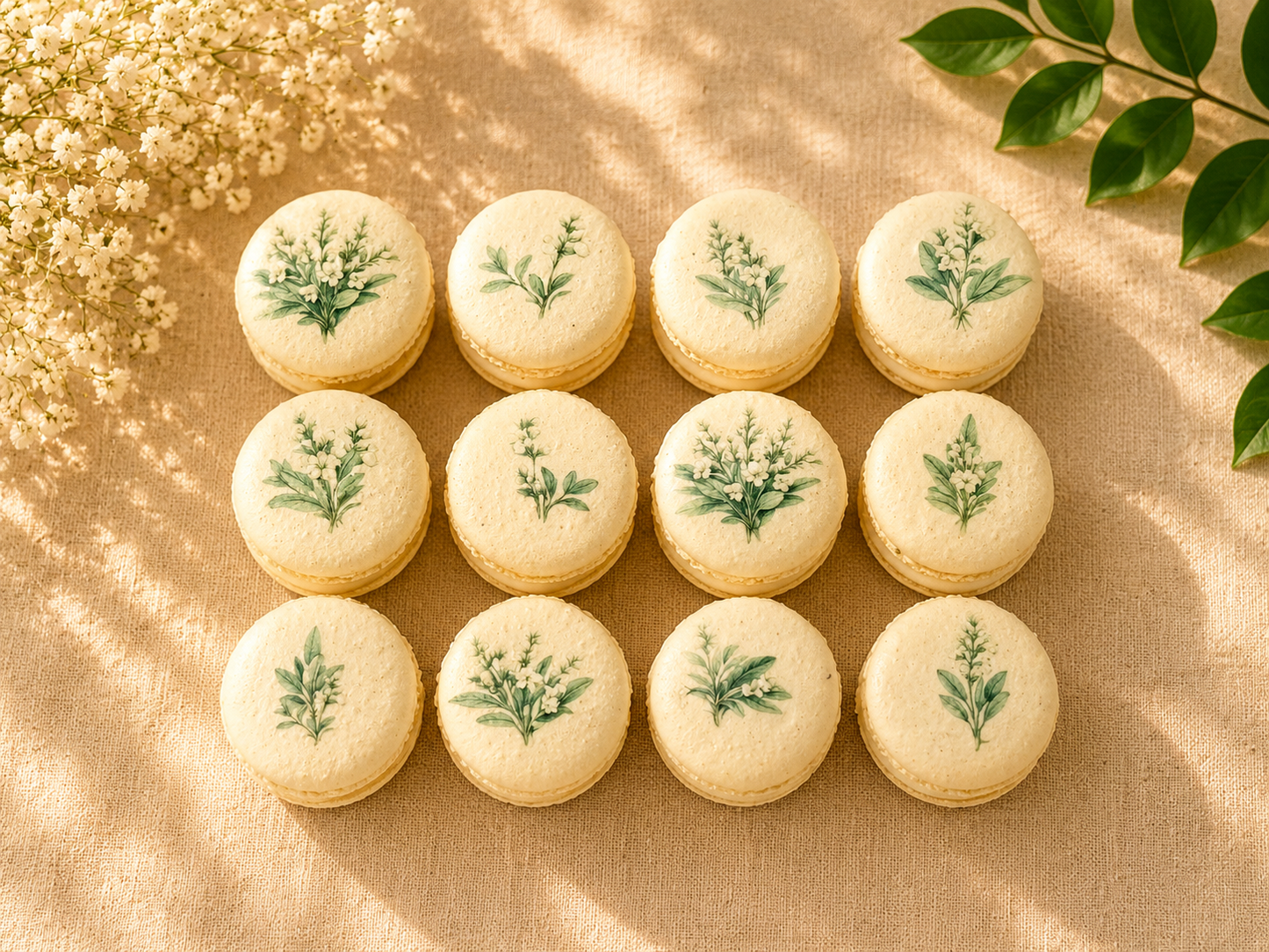 Sage Flower French Macaron Set
