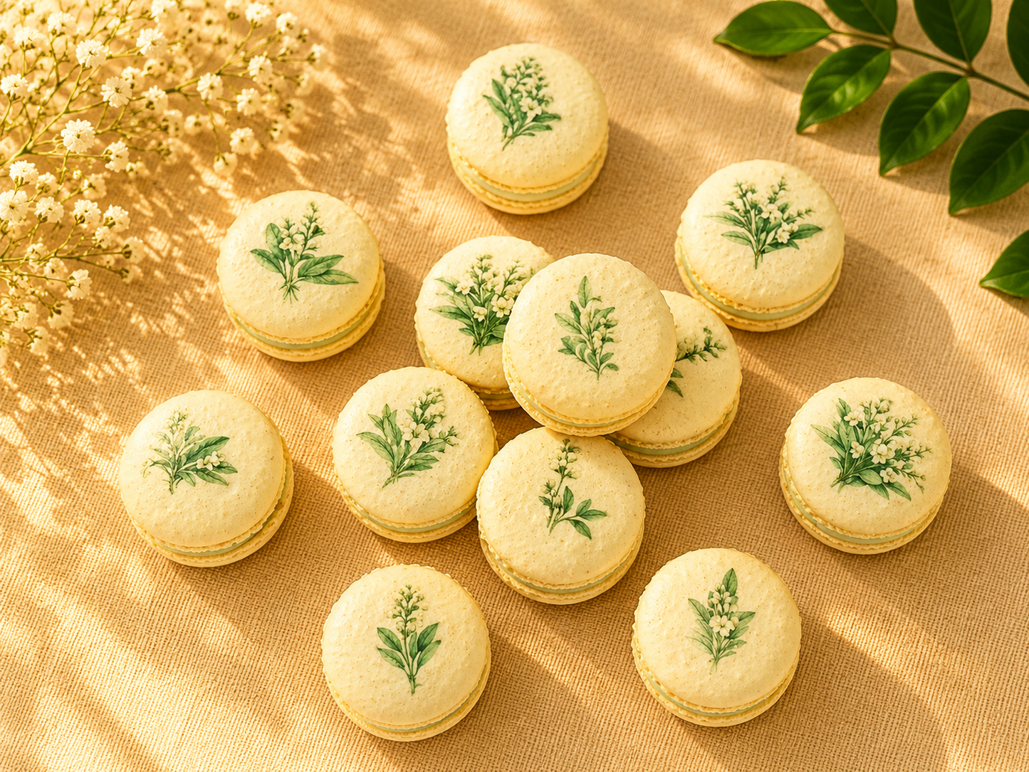 Sage Flower French Macaron Set