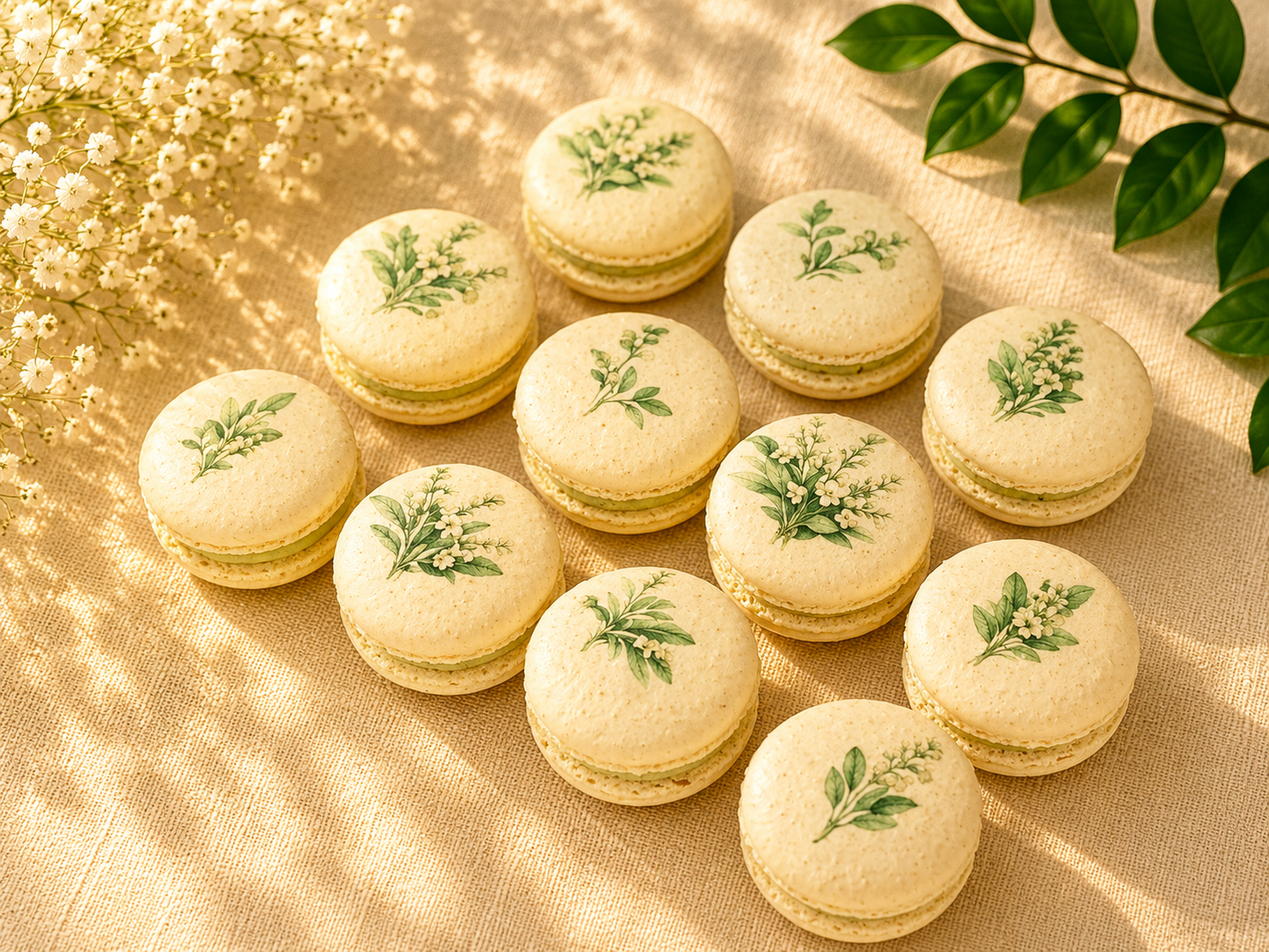 Sage Flower French Macaron Set