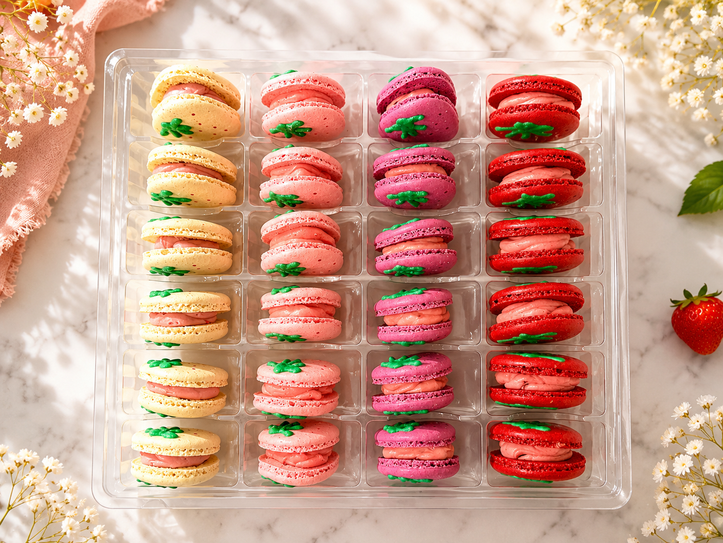 Strawberry Fields French Macarons – 24 Pack Assortment