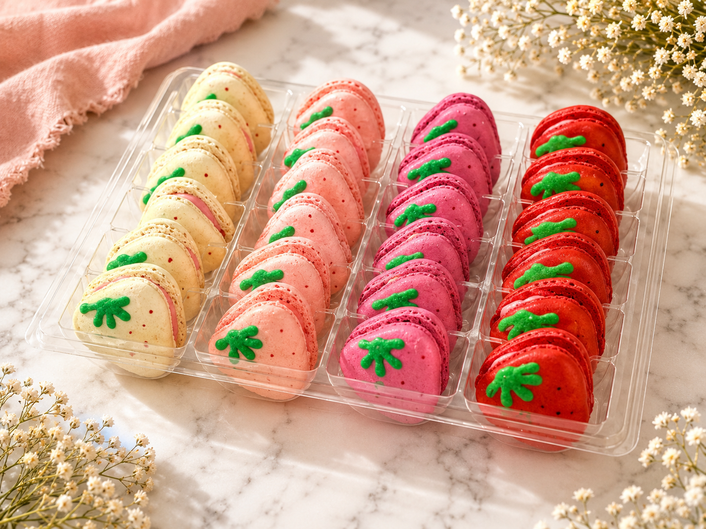 Strawberry Fields French Macarons – 24 Pack Assortment