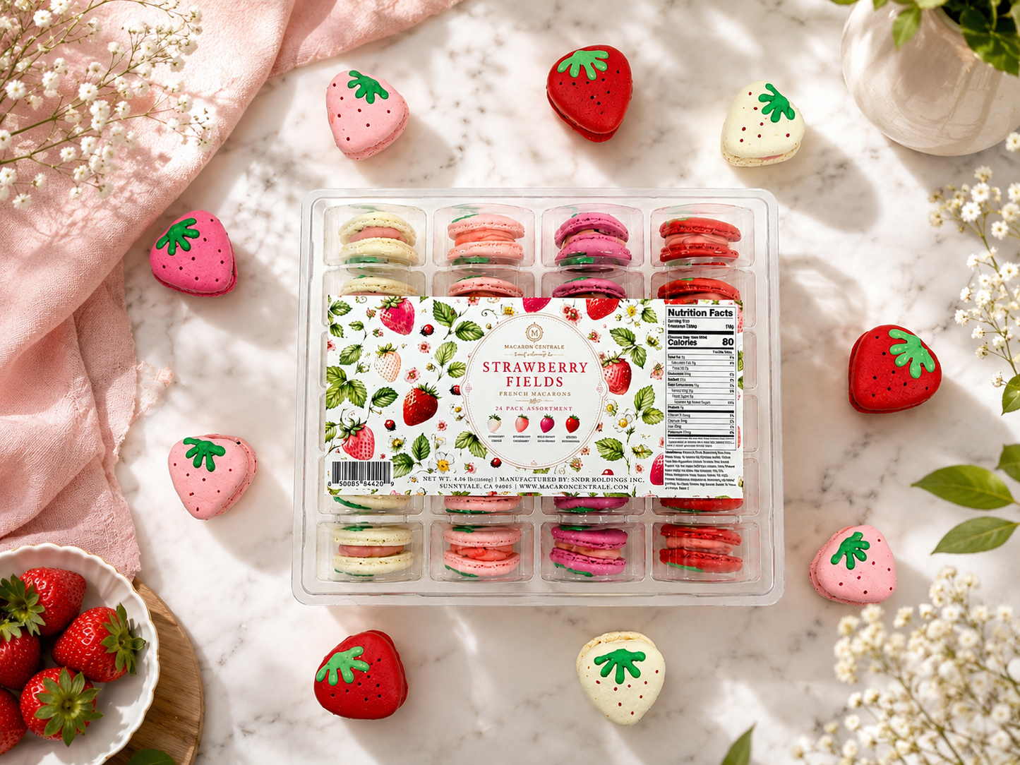 Strawberry Fields French Macarons – 24 Pack Assortment