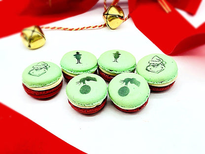 The Grinch Apple Caramel French Macarons - Macaron Centrale6 pack