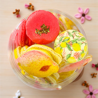 The Ultimate Lemon Blossom Macaron Tower - Macaron Tower Included - Macaron CentraleDefault Flavors | Lemon - Lemon Cream Cheese - Raspberry Champagne3 Tiers
