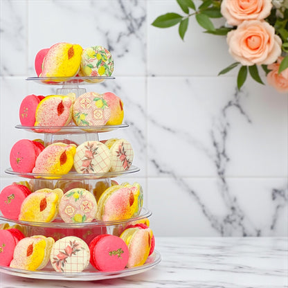 The Ultimate Lemon Blossom Macaron Tower - Macaron Tower Included - Macaron CentraleDefault Flavors | Lemon - Lemon Cream Cheese - Raspberry Champagne3 Tiers