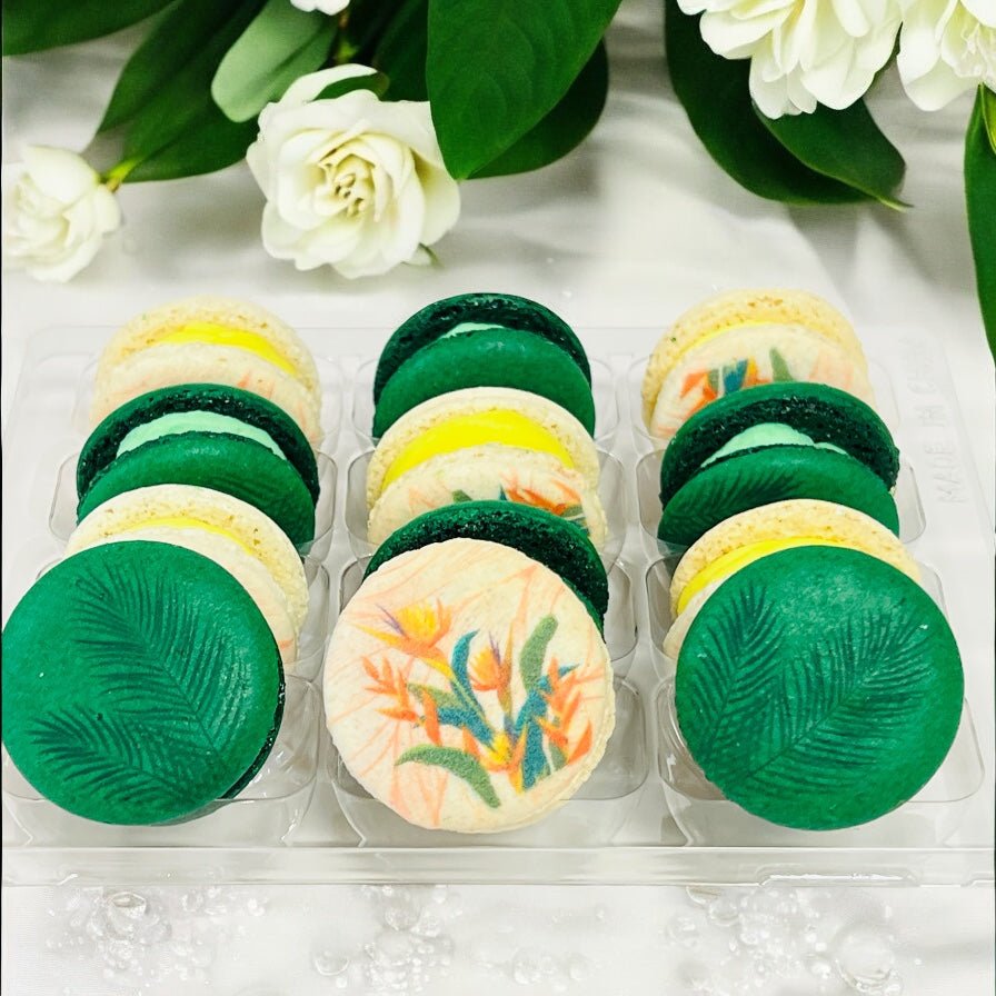 The Ultimate Mango Dessert Tower – Sweet & Stylish! - Macaron Tower Included - Macaron CentraleMango Cream Cheese | Coconut Passion Fruit | Tamarind Pineapple3 Tiers