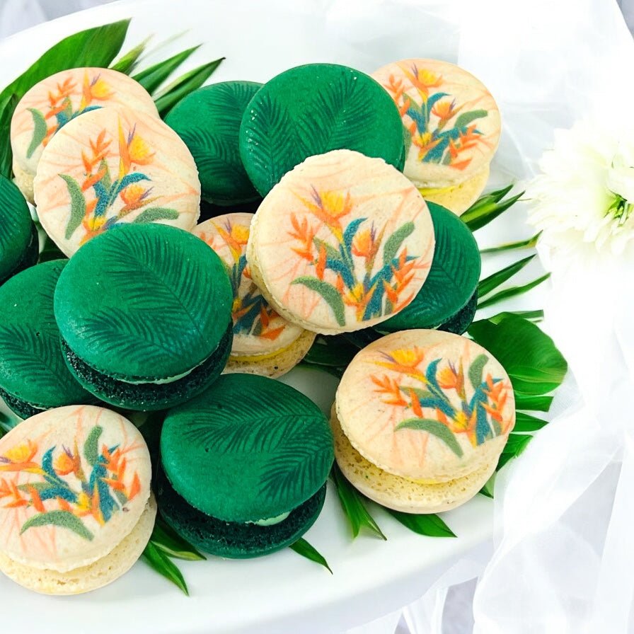 The Ultimate Mango Dessert Tower – Sweet & Stylish! - Macaron Tower Included - Macaron CentraleMango Cream Cheese | Coconut Passion Fruit | Tamarind Pineapple3 Tiers