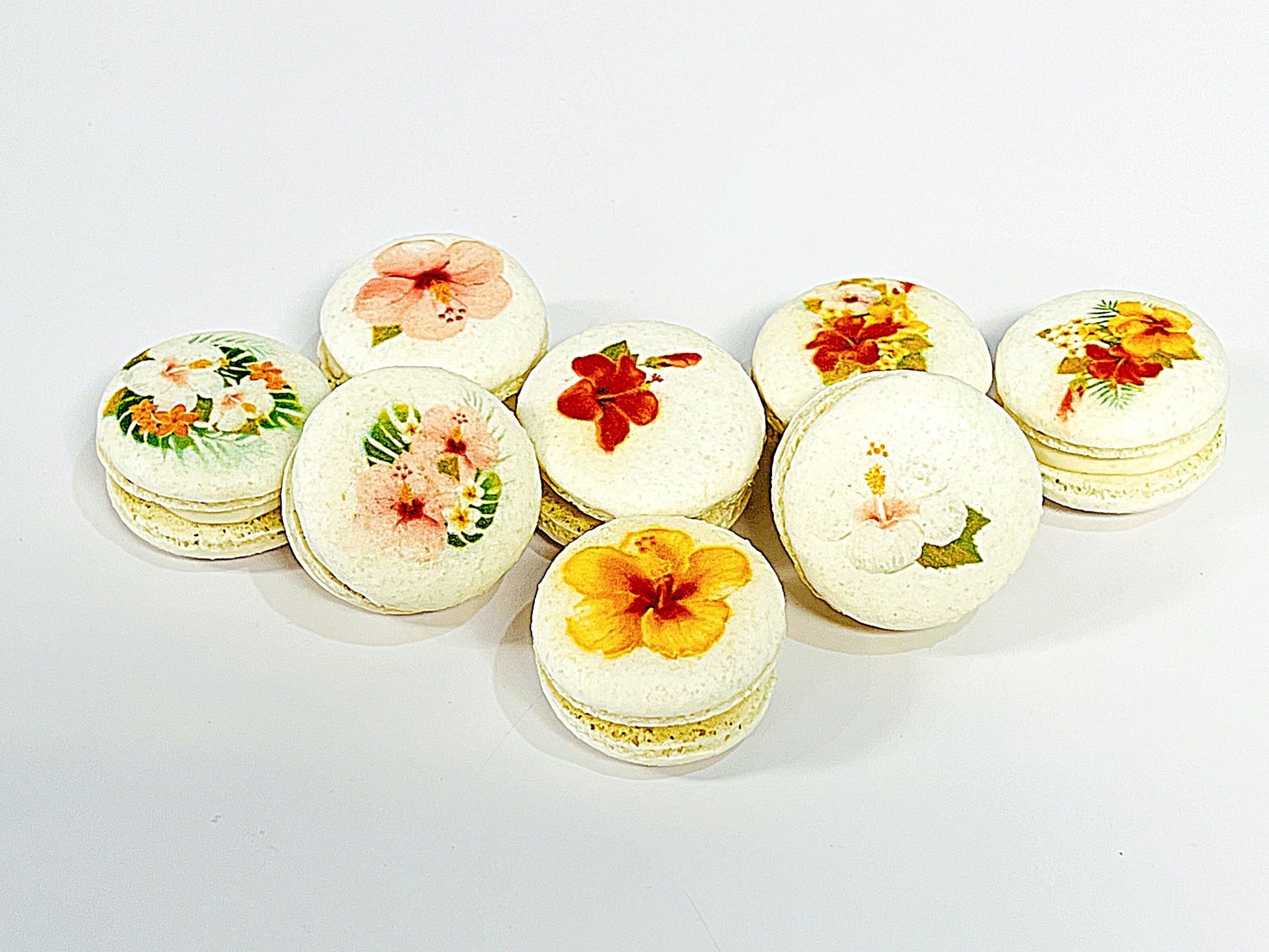 Tropical Flowers Vegan French Macarons | Available in 4, 12 & 24 Pack - Macaron Centrale4 Pack