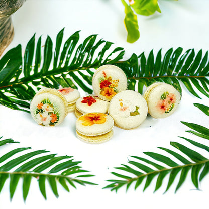 Tropical Flowers Vegan French Macarons | Available in 4, 12 & 24 Pack - Macaron Centrale4 Pack