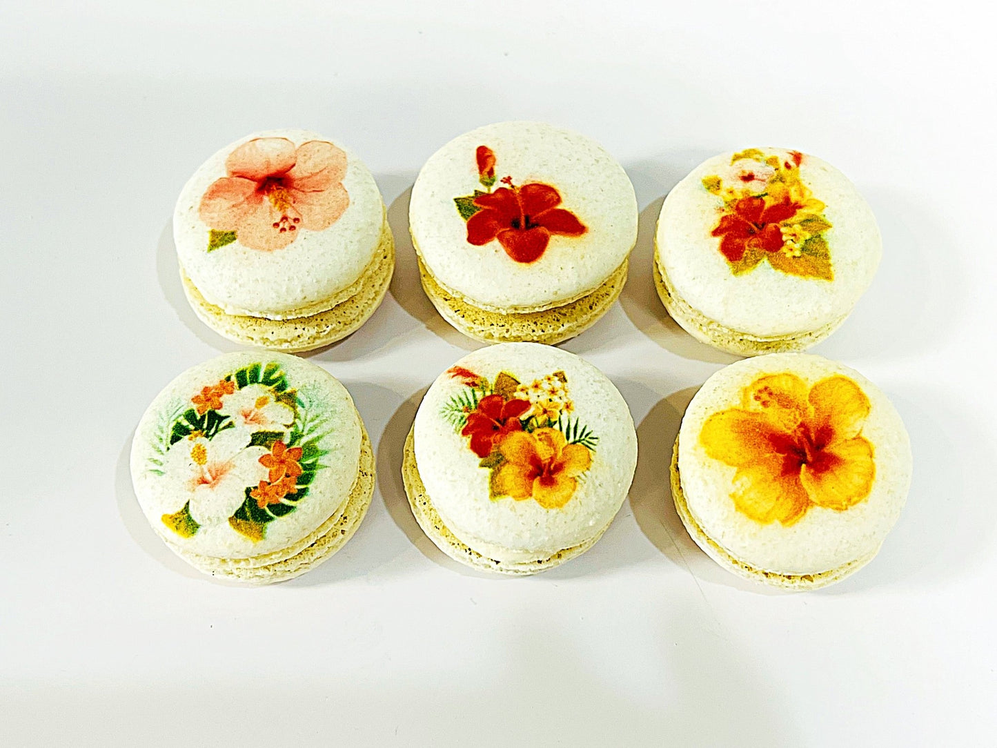Tropical Flowers Vegan French Macarons | Available in 4, 12 & 24 Pack - Macaron Centrale4 Pack