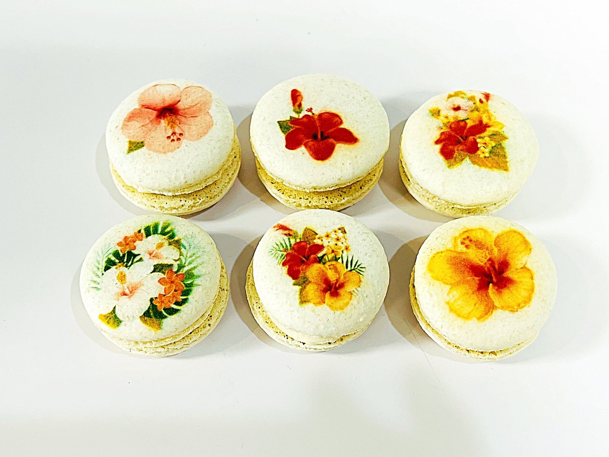 Tropical Flowers Vegan French Macarons | Available in 4, 12 & 24 Pack - Macaron Centrale4 Pack