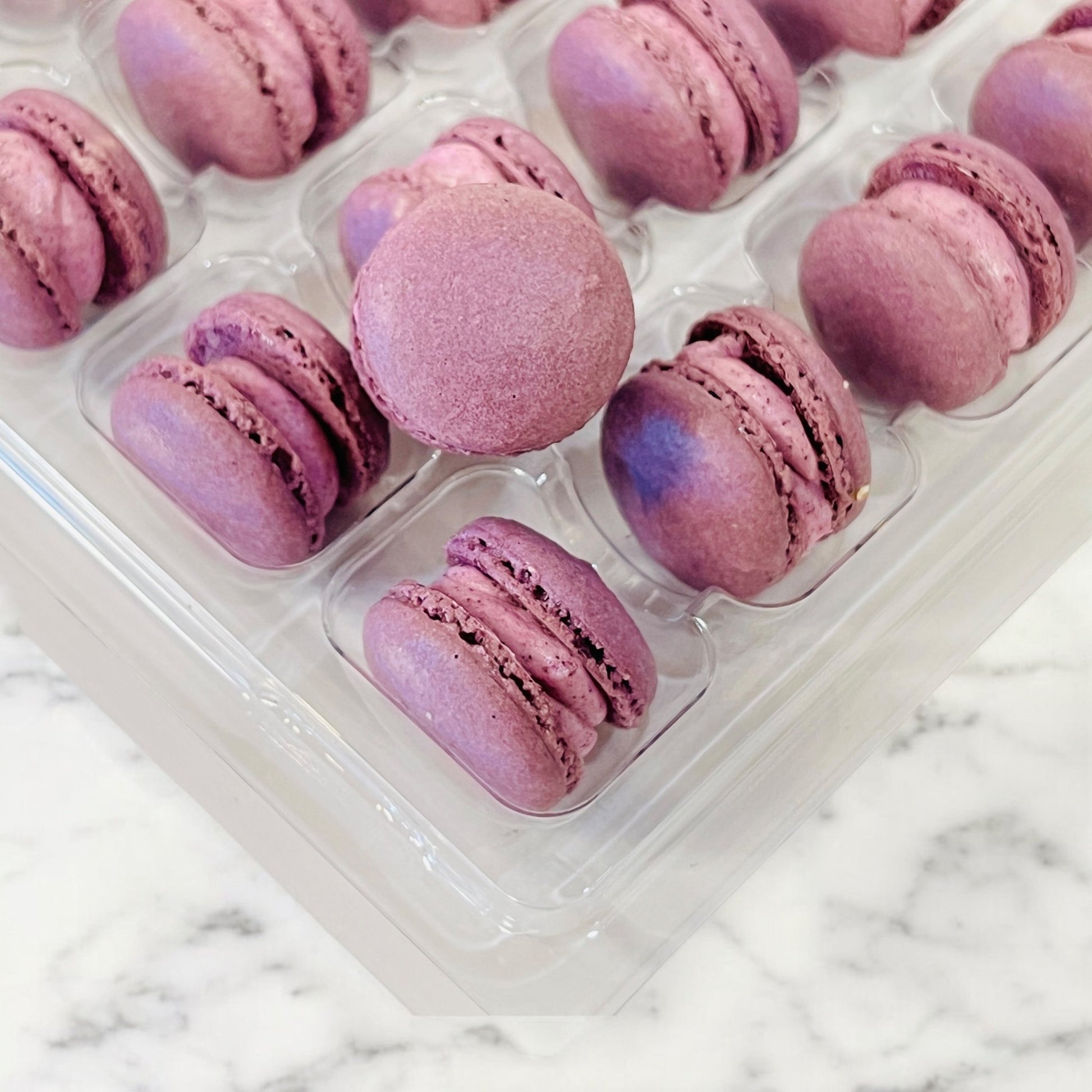 Ube Mini Macarons - Perfect for Decorating Cupcakes, Cakes, Ice Cream, and More! - Macaron Centrale16 Pack