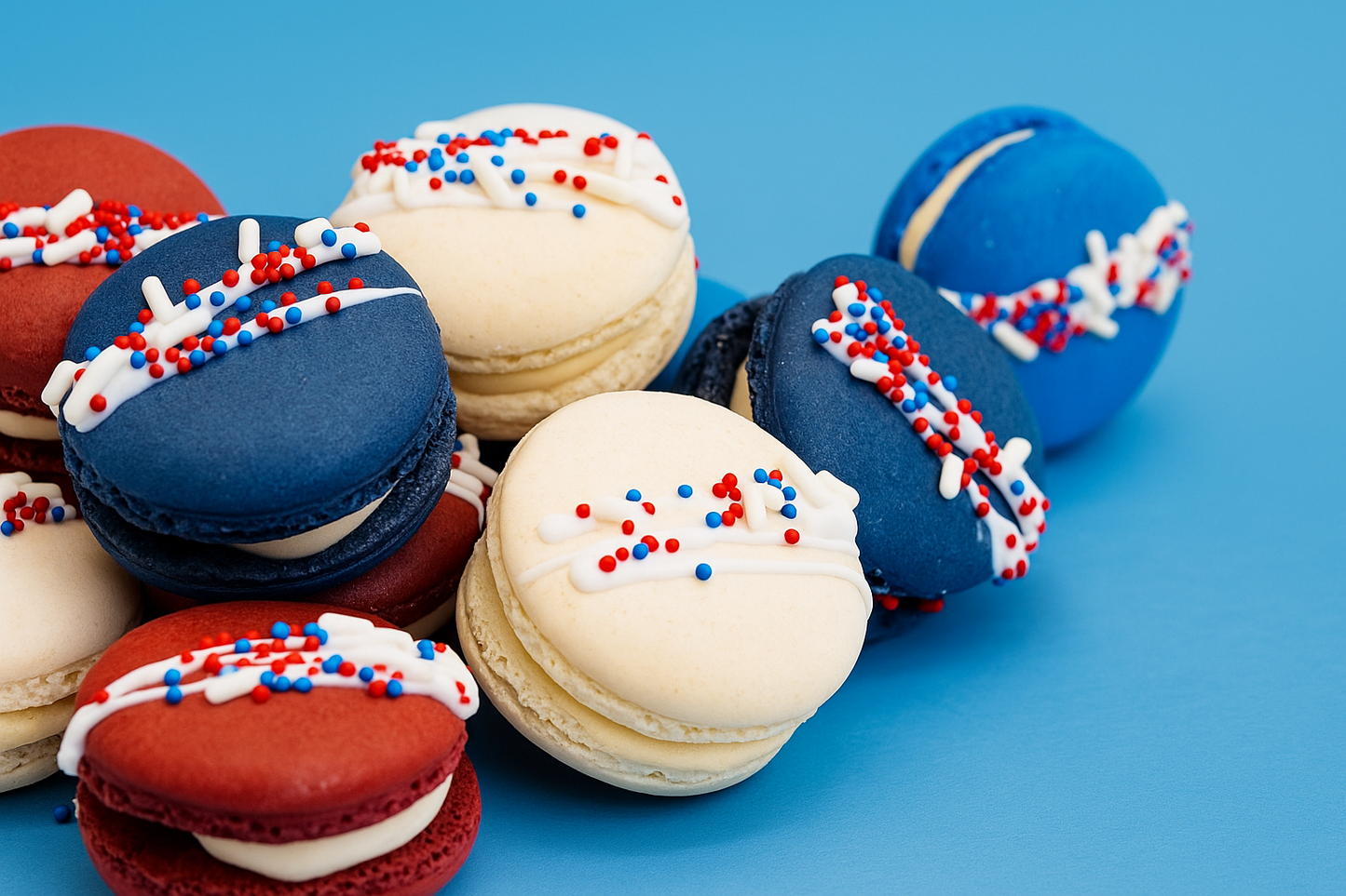 United States of Macarons | Patriotic Red, White, Blue Pack French Macarons |