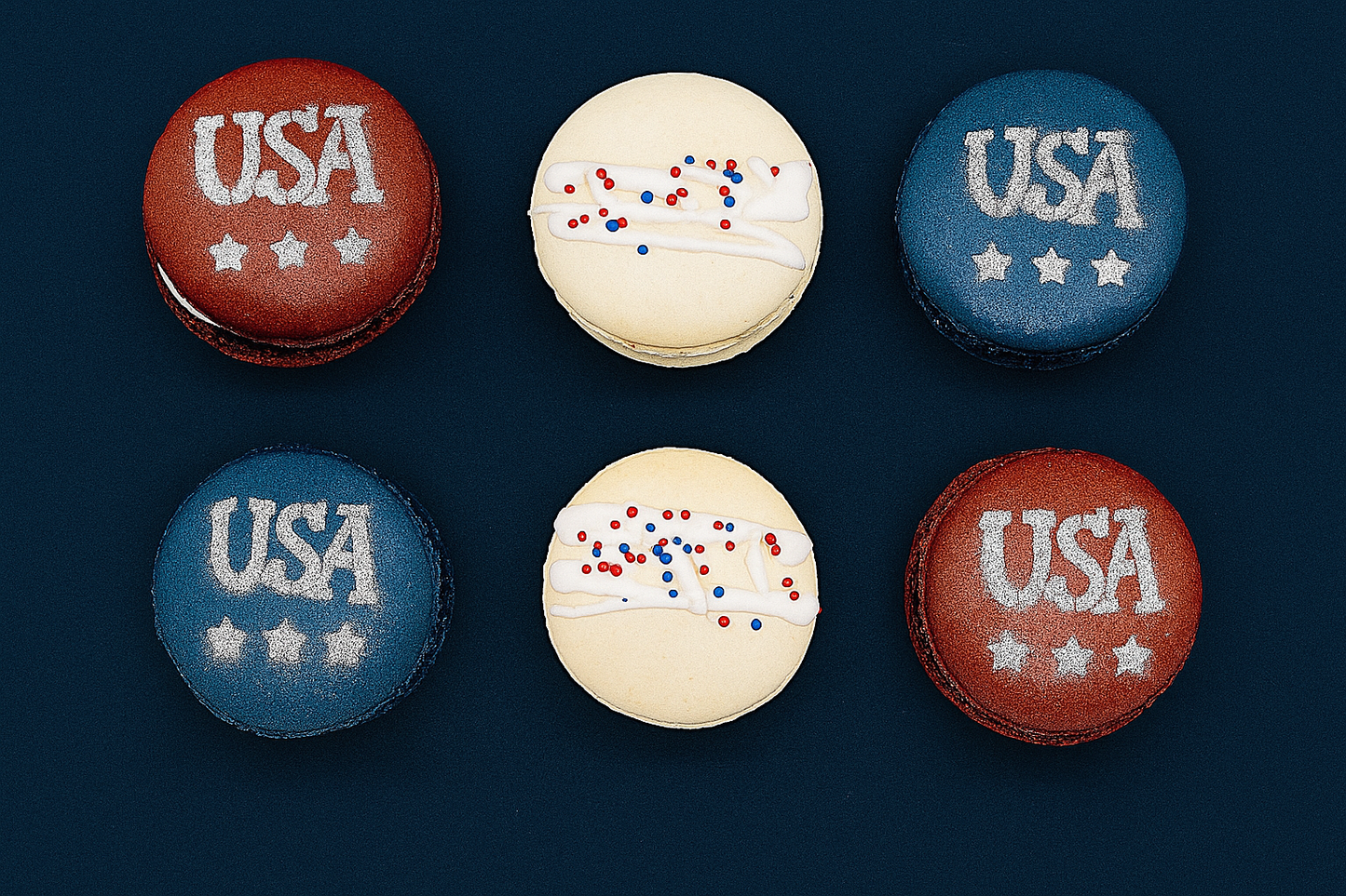 United States of Macarons | The Red, White, Blue USA Pack French Macarons