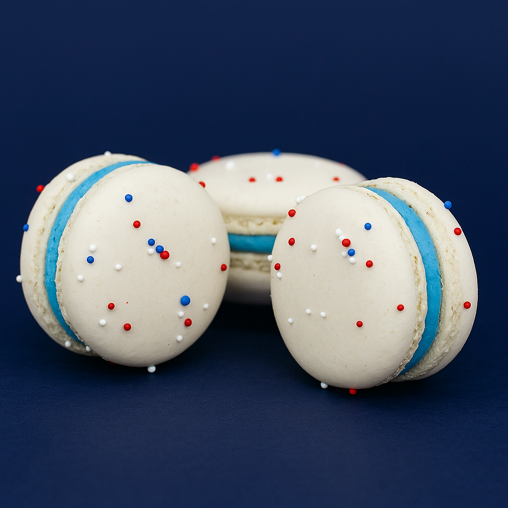 United States of Macarons | Blue Red White Sprinkle 6 Pack French Macarons
