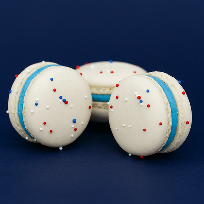 United States of Macarons | Blue Red White Sprinkle 6 Pack French Macarons