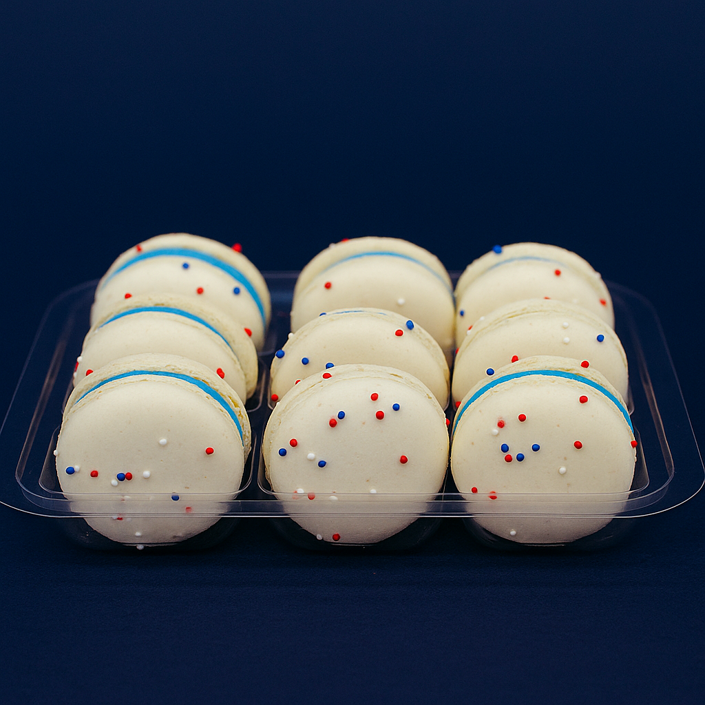United States of Macarons | Blue Red White Sprinkle 6 Pack French Macarons