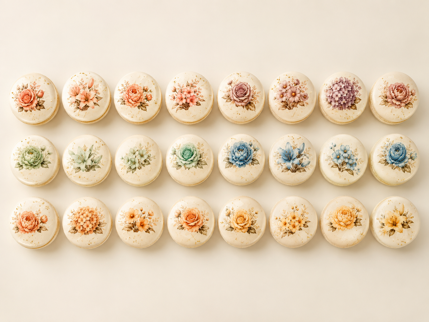 Vegan Pastel Garden French Macarons - 24 Pack