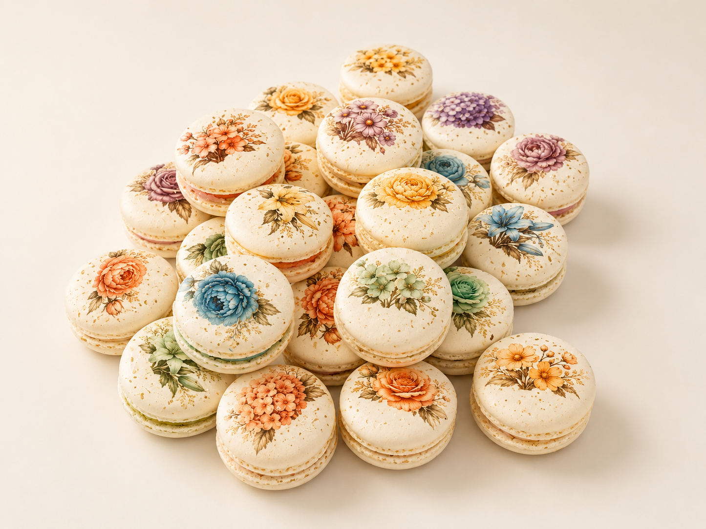 Vegan Pastel Garden French Macarons - 24 Pack