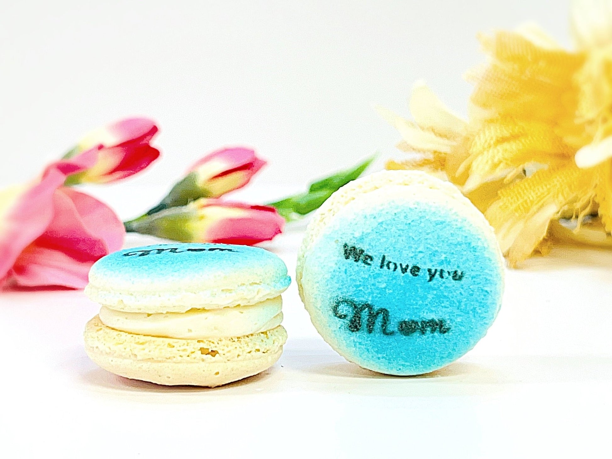 We Love You, Mom French Macaron | Customizable Flavor Macarons | Available in 6, 12, 24 Pack - Macaron Centrale6 PackBlue