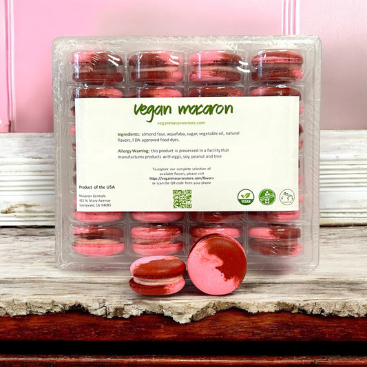 Wholesale Strawberry Rose Vegan Macarons | Available in 24 & 48 Pack - Macaron Centrale24 Pack