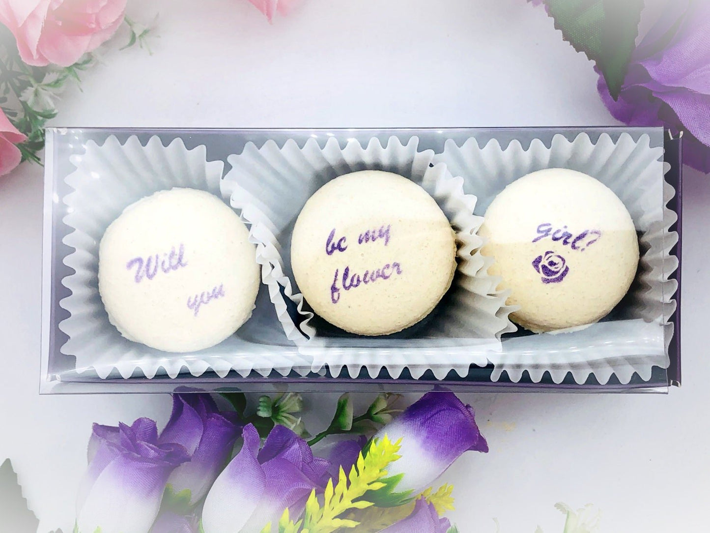 Will you be my flower girl French Macaron Set (3 Pack) | Bridesmaid Proposal/ Gift - Macaron CentraleRed
