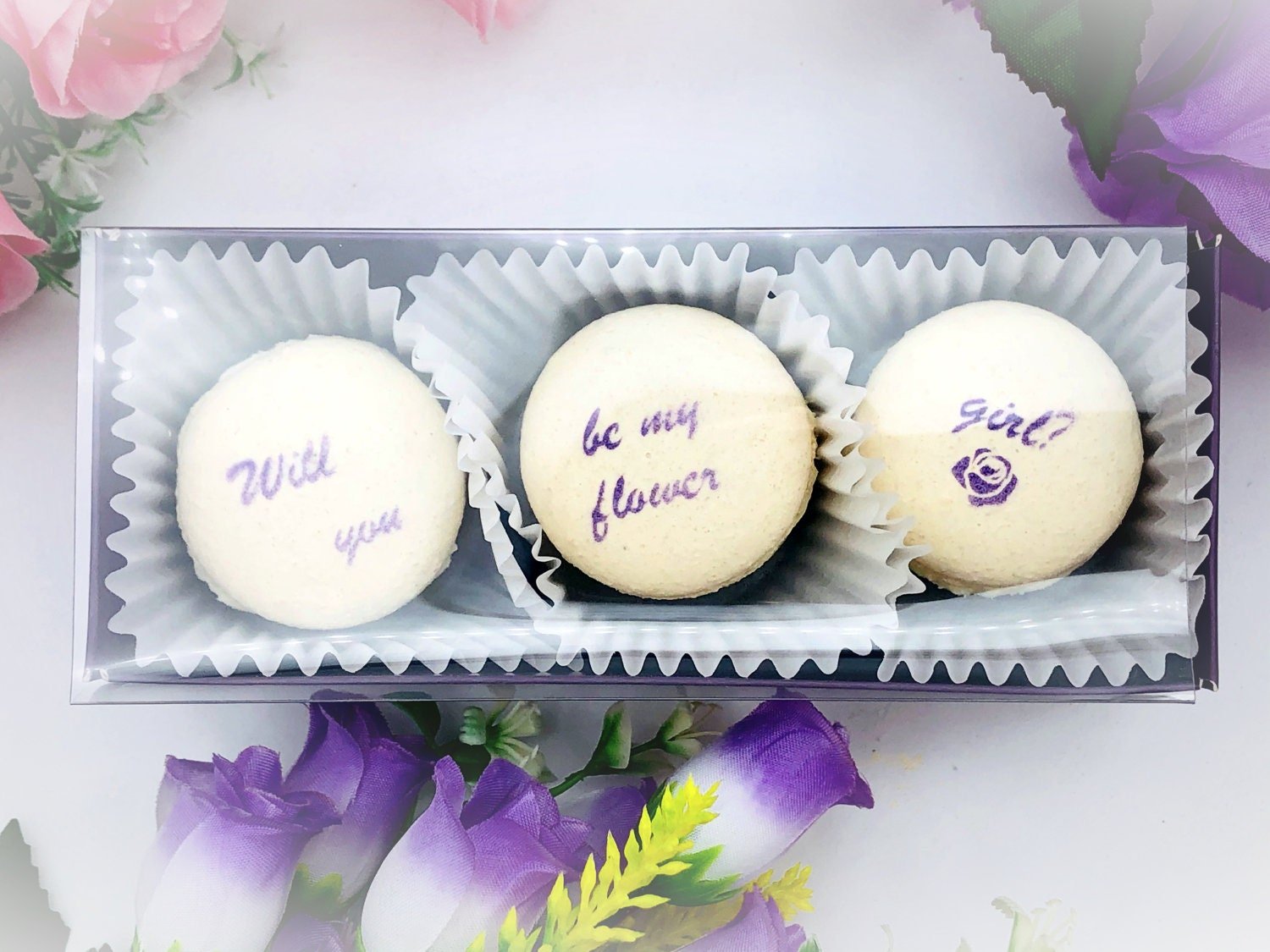 Will you be my flower girl French Macaron Set (3 Pack) | Bridesmaid Proposal/ Gift - Macaron CentraleRed