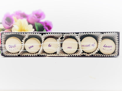 Will you be my maid of honor French Macaron Set (6 Pack) | Bridesmaid Proposal/ Gift - Macaron CentraleRed