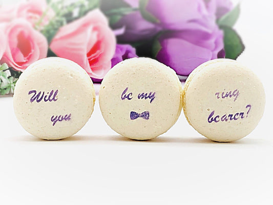 Will you be my ring bearer French Macaron Set (3 Pack) | Bridesmaid Proposal/ Gift - Macaron CentraleRed