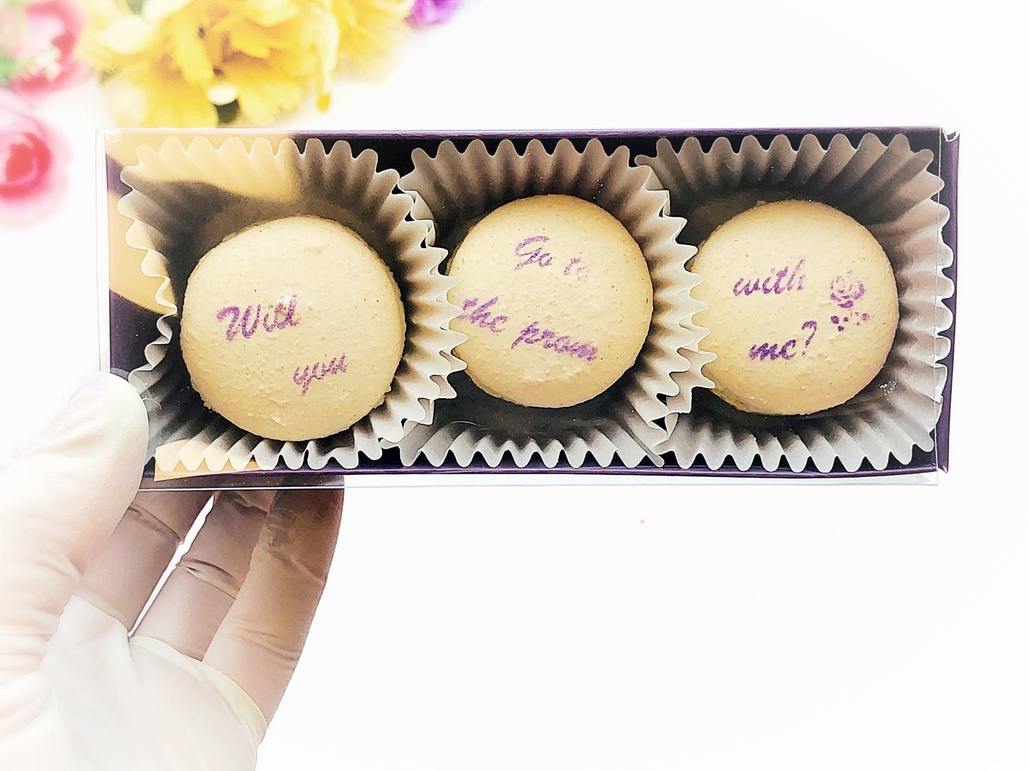 Will you go to prom proposal French Macaron Set (3 Pack) - Macaron CentraleRed