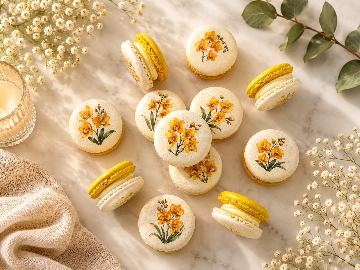Yellow Orchid French Macaron Set