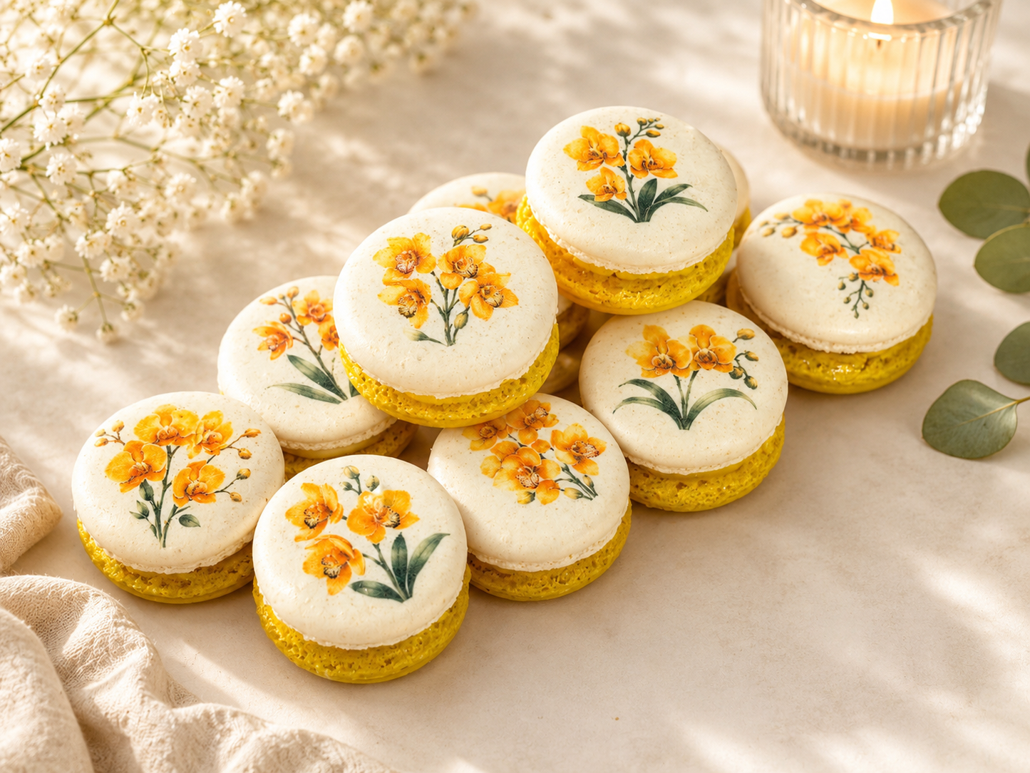 Yellow Orchid French Macaron Set