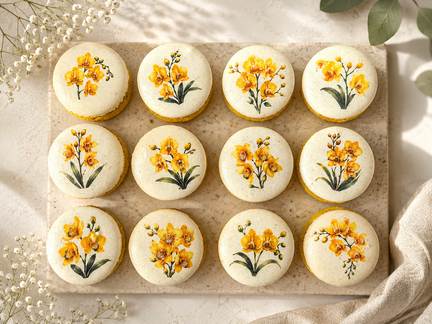 Yellow Orchid French Macaron Set
